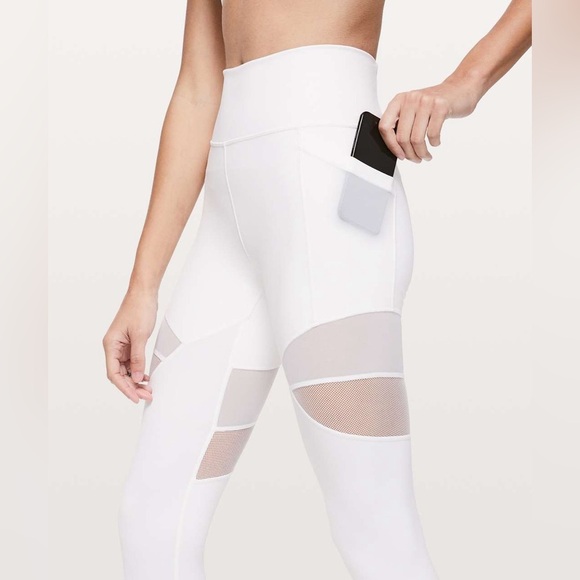 Lululemon Forget The Sweat Tight 25" White Mesh Cutout - Picture 3 of 13